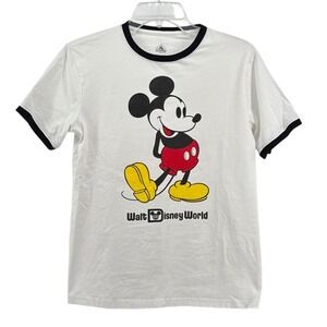 Disney Parks Mickey Mouse Walt Disney World White Ringer T-Shirt XL Theme Park